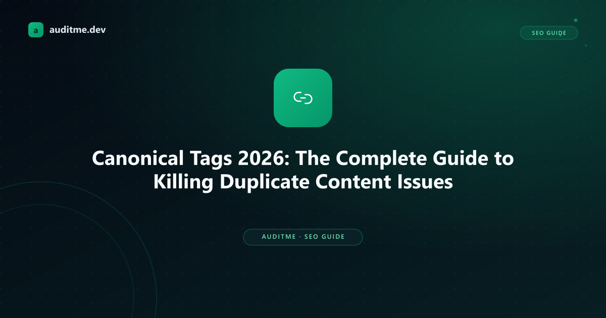 Canonical tags guide 2026 - how to fix duplicate content with rel canonical on auditme.dev