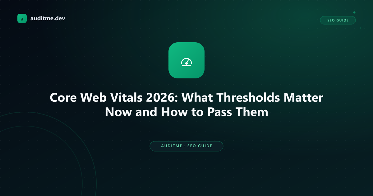 Core Web Vitals checklist 2026 - LCP INP CLS thresholds and how to pass them