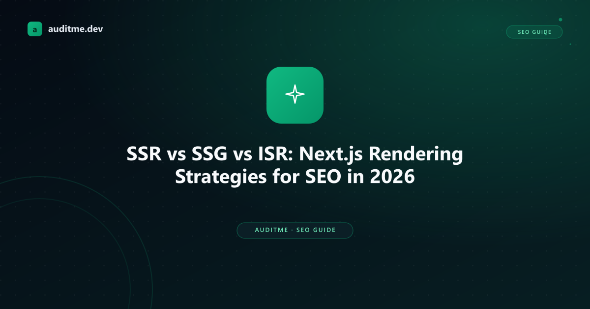 SSR vs SSG vs ISR Next.js rendering strategies comparison for SEO performance in 2026
